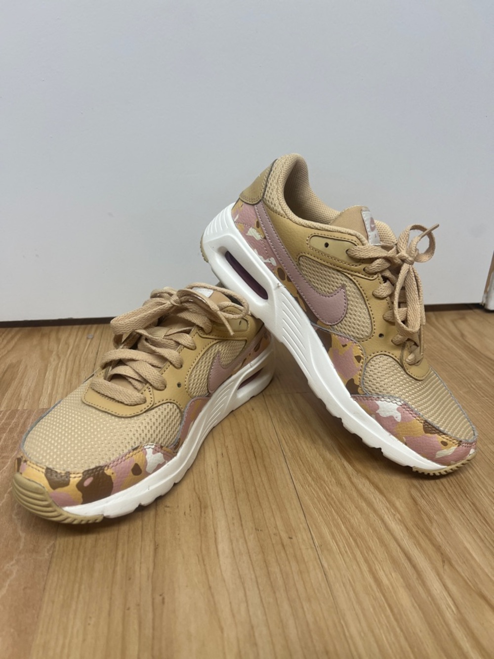 Nike Women's Tan and Pink Camo Accent Sneakers